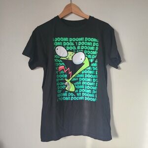 Y2K Nickolodean Invader Zim Black Graphic Shirt Medium Doom